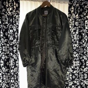 GAP Shiny Olive Green Long Jacket